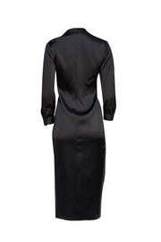 Theory - Black "Twist in Satin" Midi Dress Sz 4 - Current Boutique