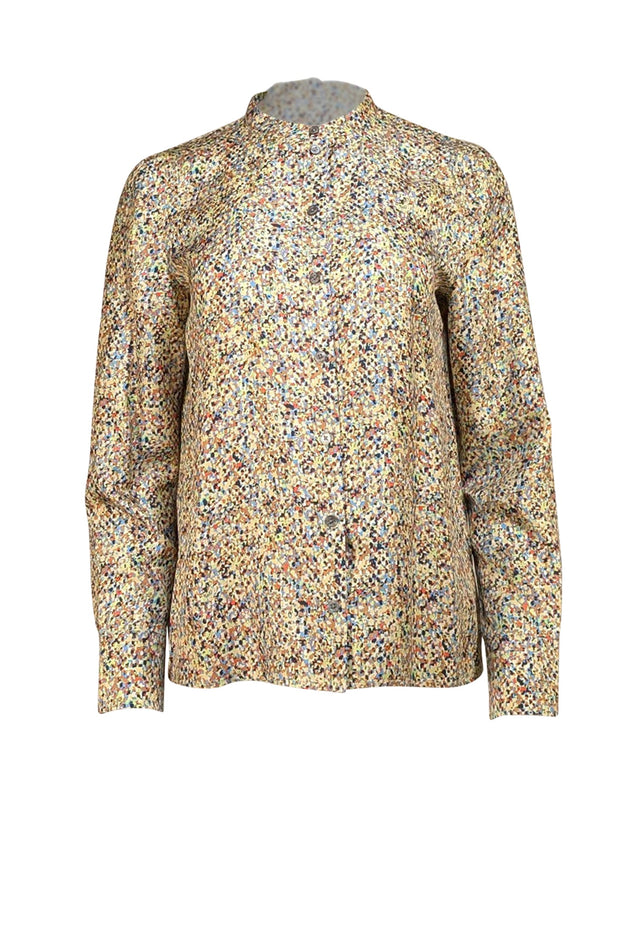 Tory Burch - Yellow Multi Abstract Print Blouse Sz 8 - Current Boutique
