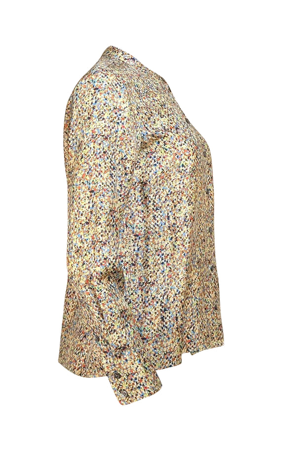 Tory Burch - Yellow Multi Abstract Print Blouse Sz 8 - Current Boutique