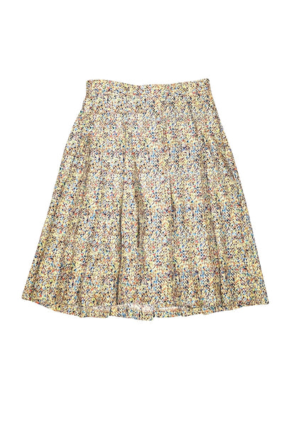 Tory Burch - Yellow Multi Abstract Print Pleated Mini Skirt Sz 10 - Current Boutique