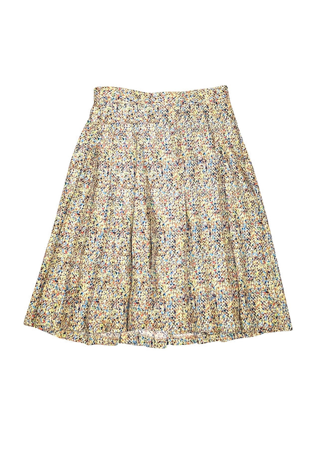 Tory Burch - Yellow Multi Abstract Print Pleated Mini Skirt Sz 10 - Current Boutique