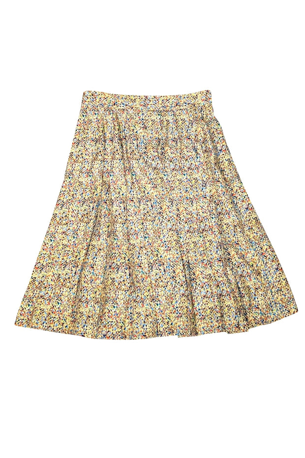 Tory Burch - Yellow Multi Abstract Print Pleated Mini Skirt Sz 10 - Current Boutique