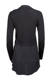 Sandro - Black Wool Blend Sweater w/ Silk Shirting Sz M - Current Boutique