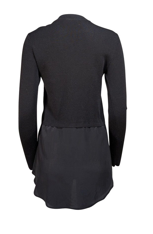 Sandro - Black Wool Blend Sweater w/ Silk Shirting Sz M - Current Boutique