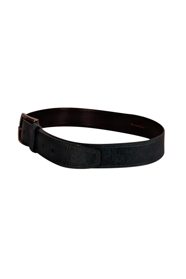 Christian LaCroix - Teal Green Leather Belt Sz M - Current Boutique