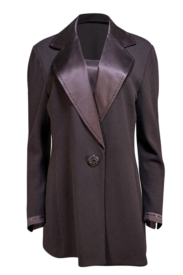 St. John - Brown Knit Wool Blend Blazer w/ Built In Tank Sz 12 - Current Boutique