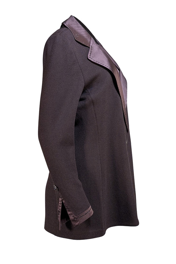 St. John - Brown Knit Wool Blend Blazer w/ Built In Tank Sz 12 - Current Boutique