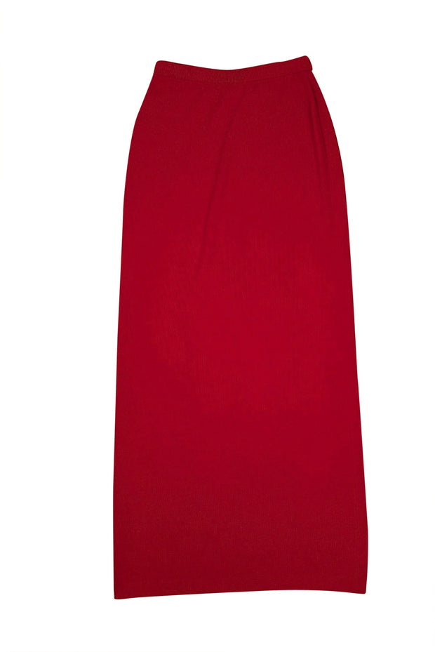 St. John - Red Knit Maxi Skirt Sz 6 - Current Boutique