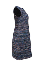 Diane von Furstenberg - Navy, Blue, & Pink Tweed Sleeveless Dress Sz 8 - Current Boutique