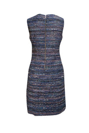 Diane von Furstenberg - Navy, Blue, & Pink Tweed Sleeveless Dress Sz 8 - Current Boutique
