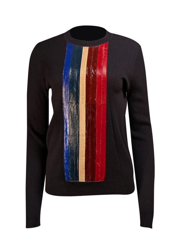 Tory Burch - Black w/ Multi Leather Panel Sweater Sz L