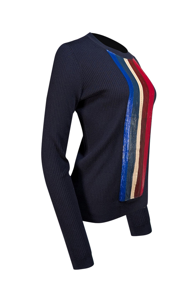 Tory Burch - Black w/ Multi Leather Panel Sweater Sz L