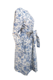 Tory Burch - Ivory & Blue Safari Print Tunic Dress Sz 10 - Current Boutique