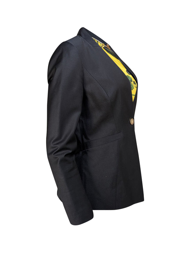 Ted Baker - Black Collarless Blazer Sz 8 - Current Boutique