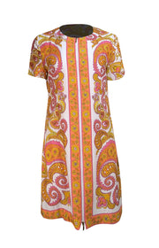 Trina Turk - White, Pink, Orange, & Yellow Print Zipper Front Dress Sz 10