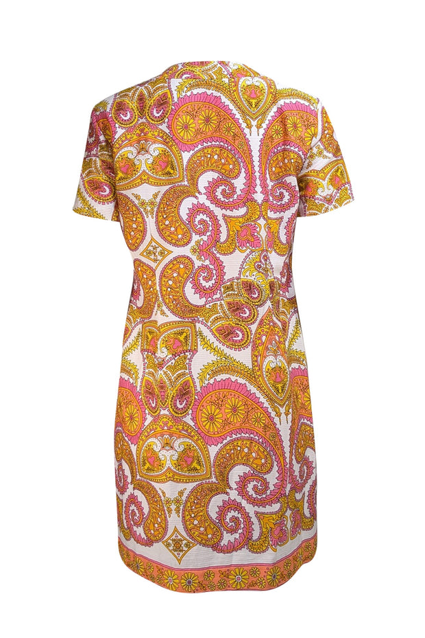 Trina Turk - White, Pink, Orange, & Yellow Print Zipper Front Dress Sz 10