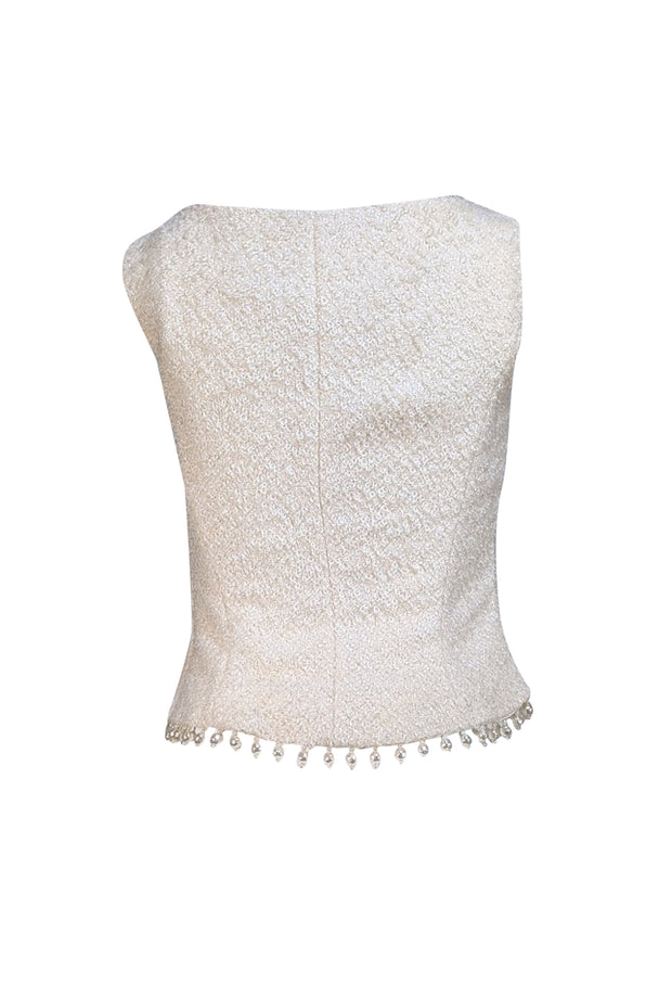 Escada - Cream Pearl Embellished Sleeveless Shell TopSz 6 - Current Boutique