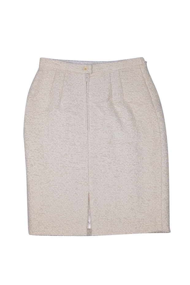 Escada - Cream Wool Boucle Pencil Skirt Sz 6 - Current Boutique