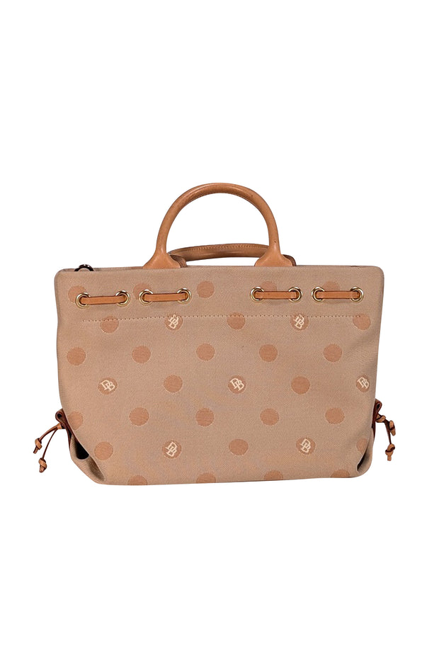 Dooney & Bourke - Beige Monogram Polka Dot Print Satchel Bag - Current Boutique