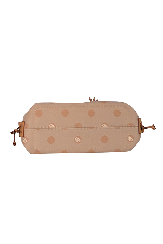 Dooney & Bourke - Beige Monogram Polka Dot Print Satchel Bag - Current Boutique