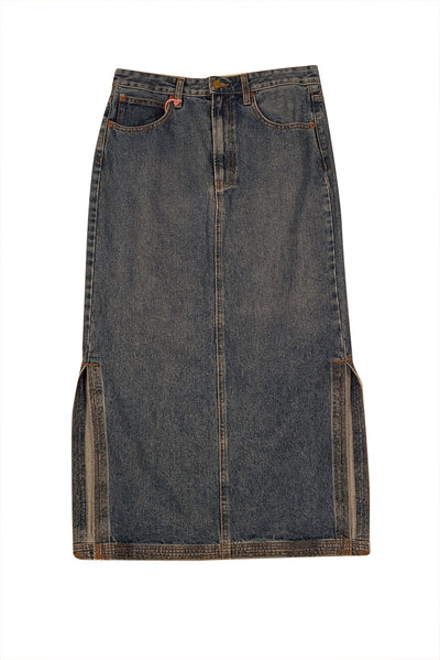 B Sides - Blue Denim Maxi "Carrara" Skirt Sz 8