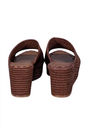 Carrie Forbes - Rust Brown Raffia "Karim" Woven Platform Mule Sandals Sz 11 - Current Boutique