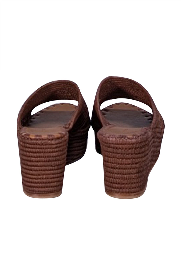 Carrie Forbes - Rust Brown Raffia "Karim" Woven Platform Mule Sandals Sz 11 - Current Boutique