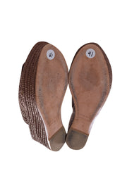 Carrie Forbes - Rust Brown Raffia "Karim" Woven Platform Mule Sandals Sz 11 - Current Boutique