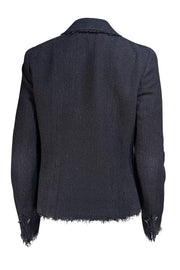 Chanel - Black Tweed Frayed Hem Blazer Sz 10