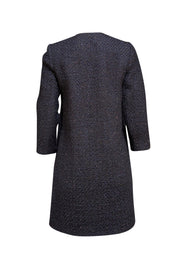 Milly - Navy Metallic Tweed Boucle Collarless Coat Sz 6 - Current Boutique