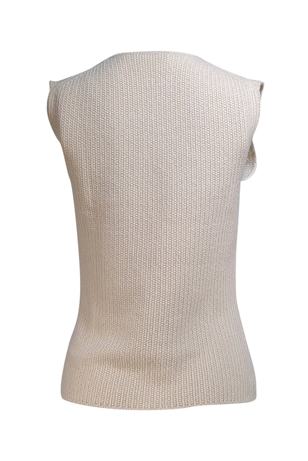 Chanel - Beige Cashmere Sleeveless Sweater Vest Sz 4