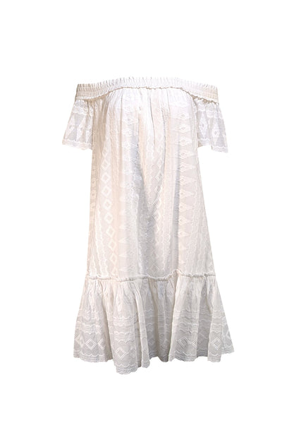 Rebecca Taylor - White Eyelet Off the Shoulder Mini Dress Sz 2