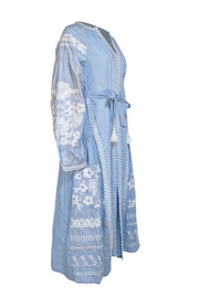 Julia Amory - Blue w/ White Embroidered Detail Dress Sz S