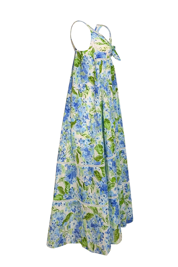 Molly Moorkamp - Blue & Green Floral Quincy Sleeveless Maxi Dress Sz 2