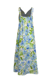 Molly Moorkamp - Blue & Green Floral Quincy Sleeveless Maxi Dress Sz 2