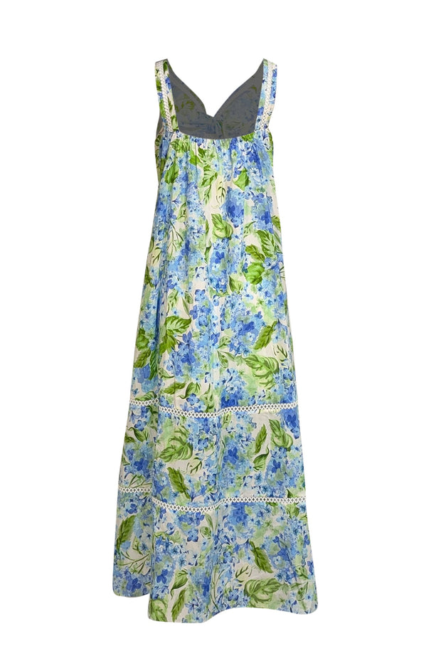 Molly Moorkamp - Blue & Green Floral Quincy Sleeveless Maxi Dress Sz 2