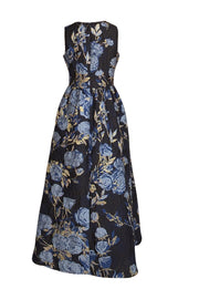 Shoshanna - Navy, Blue, & Gold Floral Brocade Formal Dress Sz 4