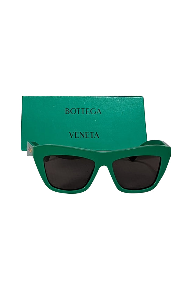 Bottega Veneta - Kelly Green Square Sunglasses - Current Boutique