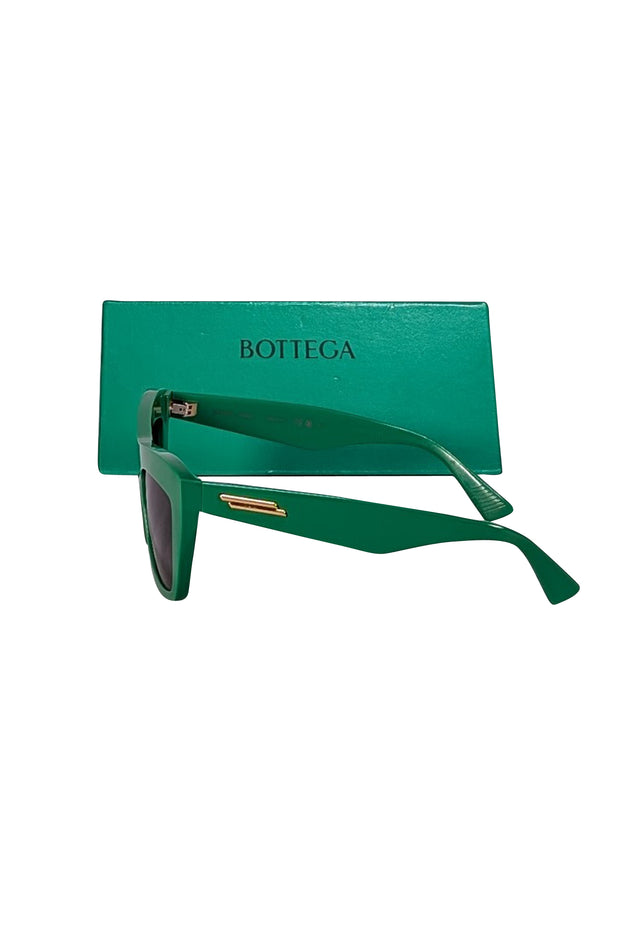 Bottega Veneta - Kelly Green Square Sunglasses - Current Boutique