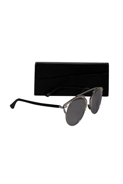 Christian Dior - Silver Metallic Aviator Sunglasses - Current Boutique