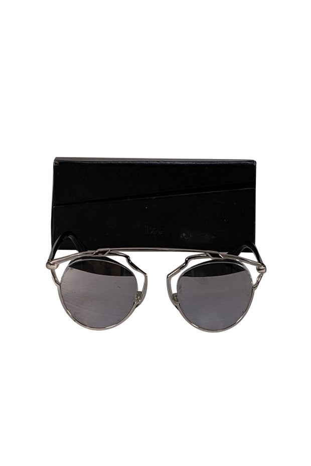 Christian Dior - Silver Metallic Aviator Sunglasses - Current Boutique