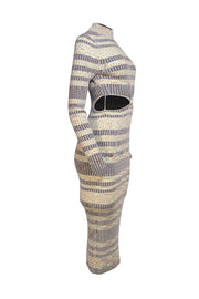 Jonathan Simkhai - Yellow & Olive Stripe Ribbed Knit Sweater Dress Sz XS - Current Boutique