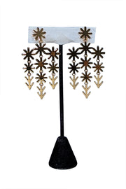 Asha by Ashley McCormick - Gold Colored Star Flower Chandelier Earrings - Current Boutique