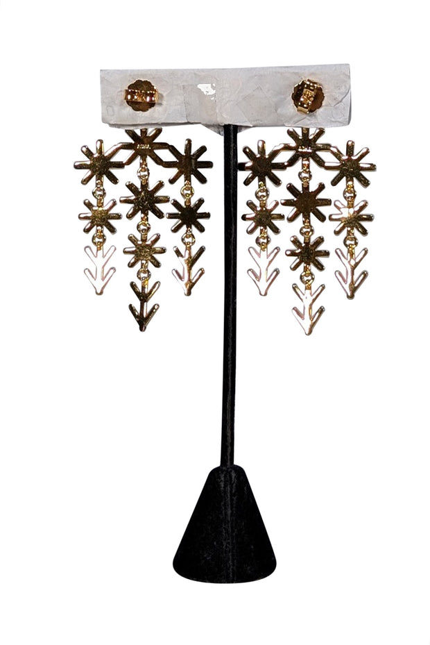 Asha by Ashley McCormick - Gold Colored Star Flower Chandelier Earrings - Current Boutique
