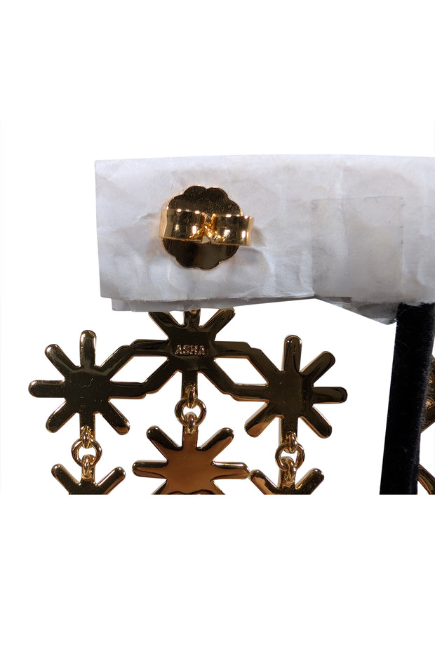 Asha by Ashley McCormick - Gold Colored Star Flower Chandelier Earrings - Current Boutique