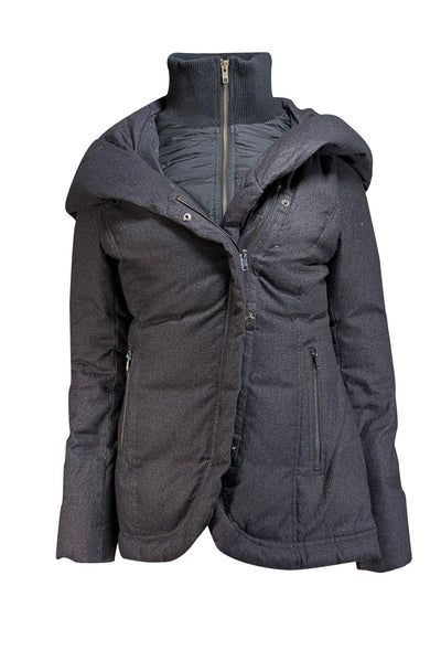 Soia & Kyo - Dark Grey Funnel Neck Puffer Coat Sz M - Current Boutique