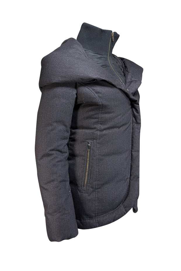 Soia & Kyo - Dark Grey Funnel Neck Puffer Coat Sz M - Current Boutique