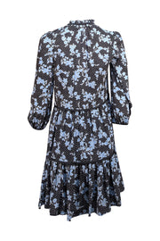 Veronica Beard - Black w/ Blue Floral & Polka Dot Print Silk Blend Dress Sz 2 - Current Boutique