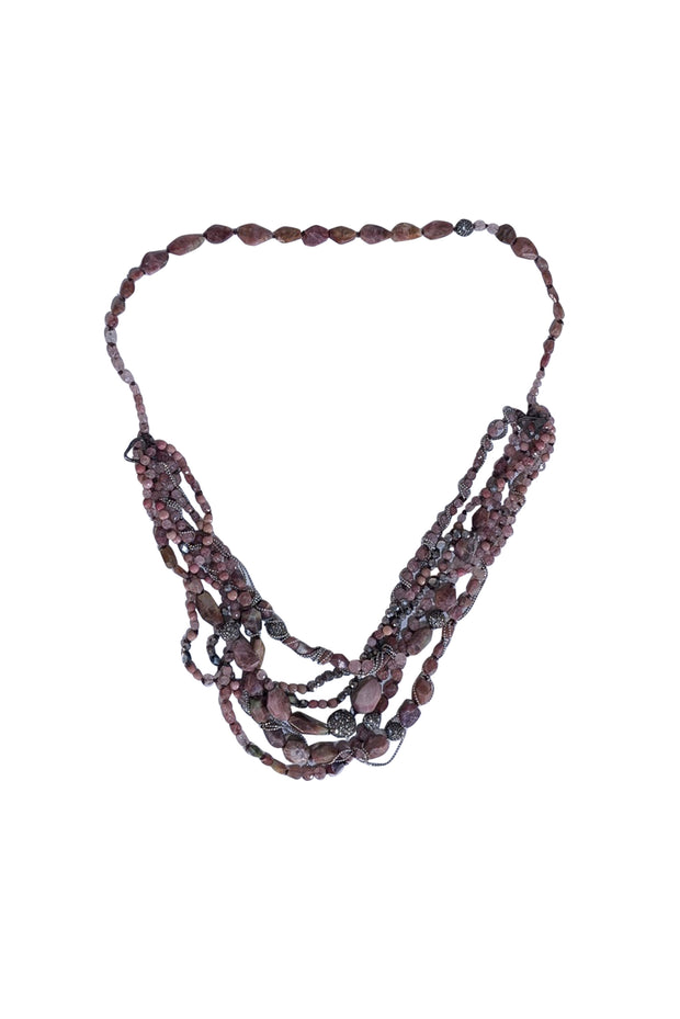 Alexis Bittar - Lavender Crystals & Silver Multi Strand Necklace - Current Boutique