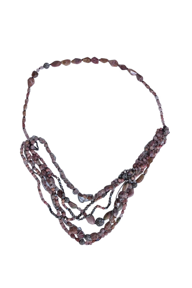 Alexis Bittar - Lavender Crystals & Silver Multi Strand Necklace - Current Boutique